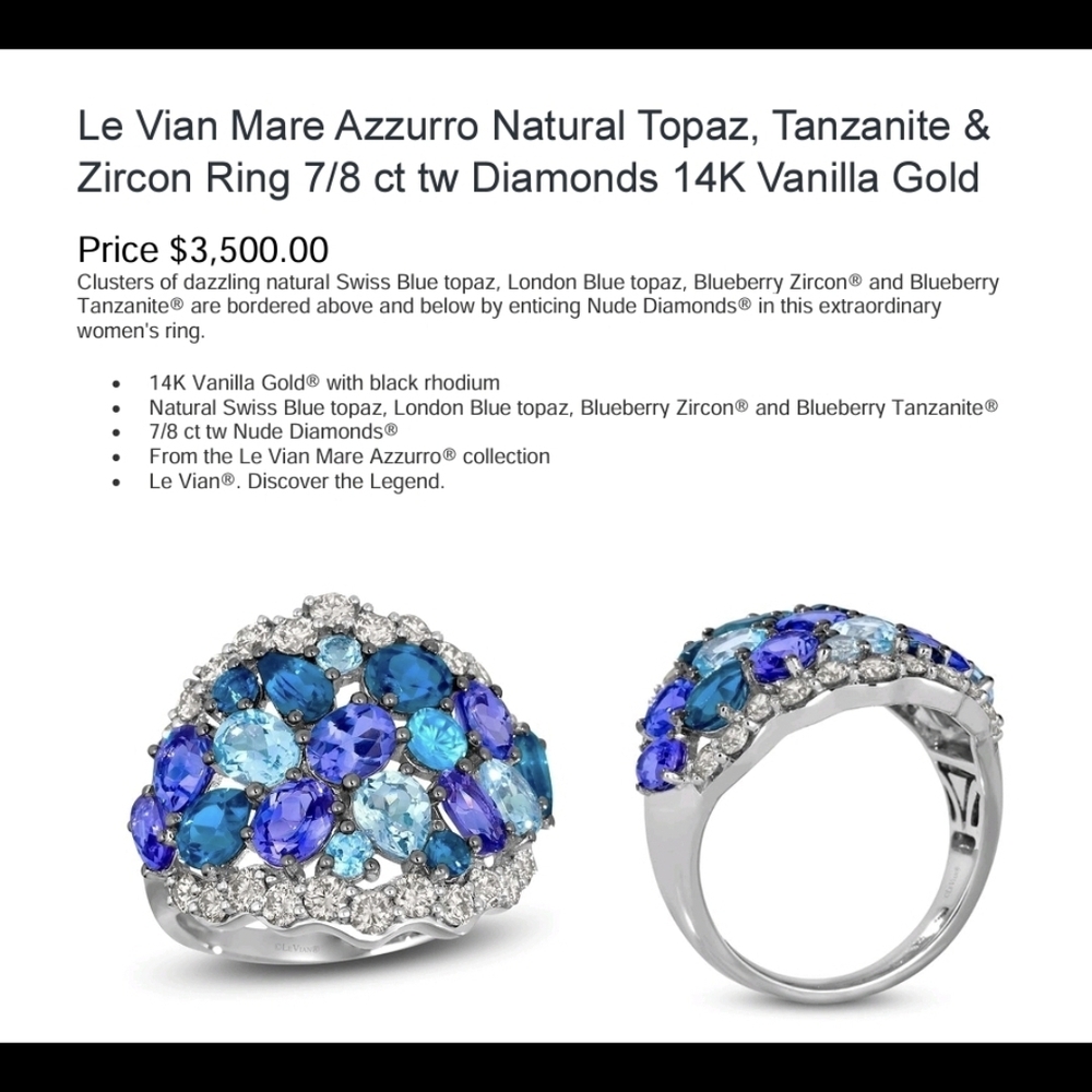 Levian Azzurro Topaz and Tanzanite Ring in Gold